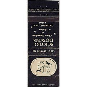 Vintage Matchbook Cover Scioto Downs Columbus Ohio Horse Racing